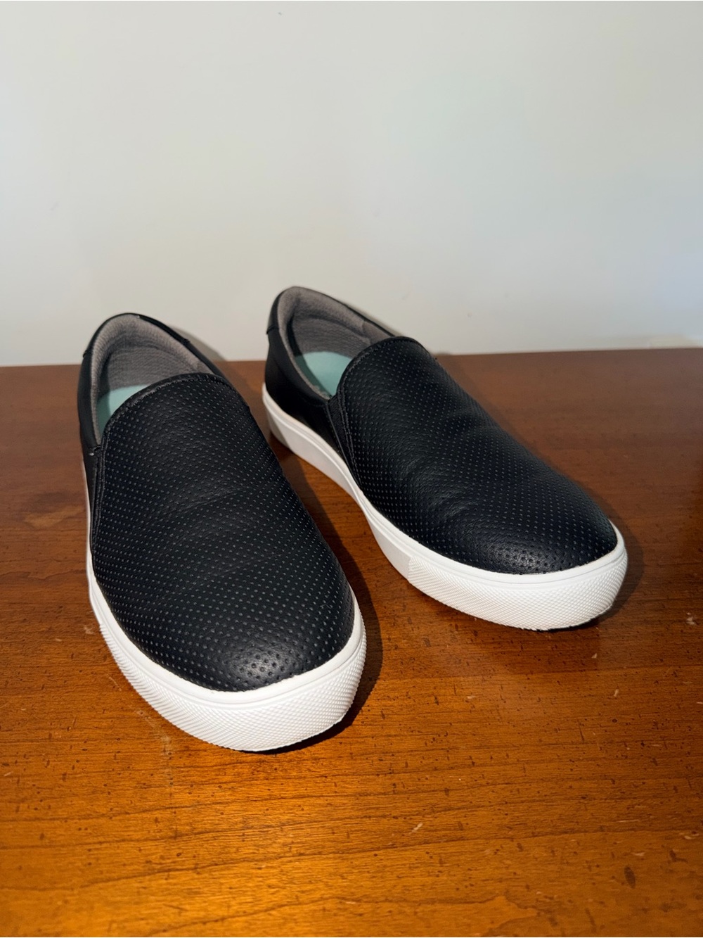 Dr. Scholl’s Black Slip-On Perforated Casual Sneakers with White Sole
